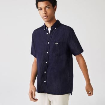 Lacoste Regular Fit Linen Shirt Pánské - Šortky Tmavě Blankyt Blankyt | CZ-IWBPVi